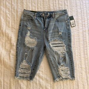 wild fable Light Blue Distressed High-Rise Jean Shorts